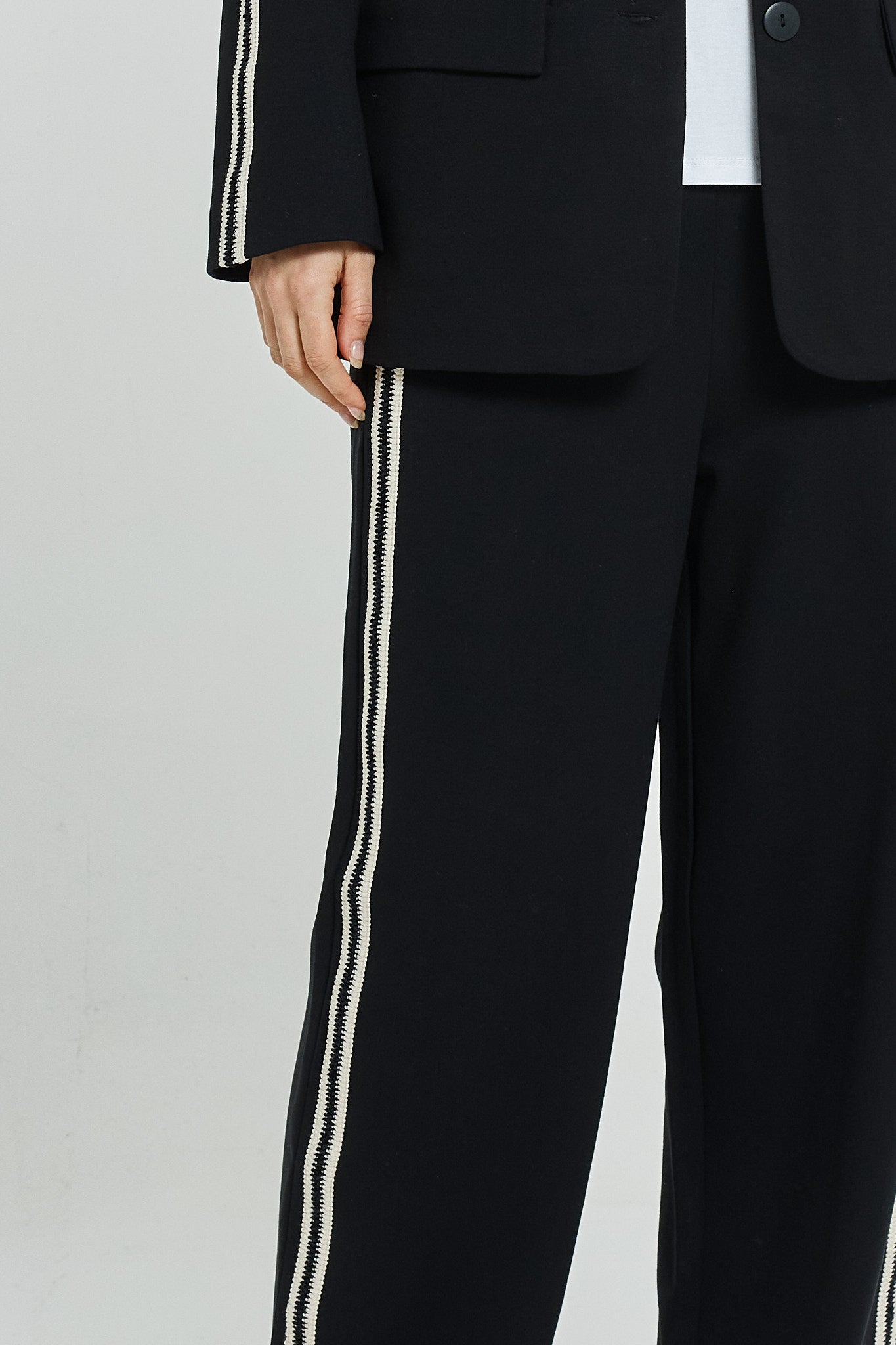 Black Bien Joggers with Cream Trim | Betty Basics
