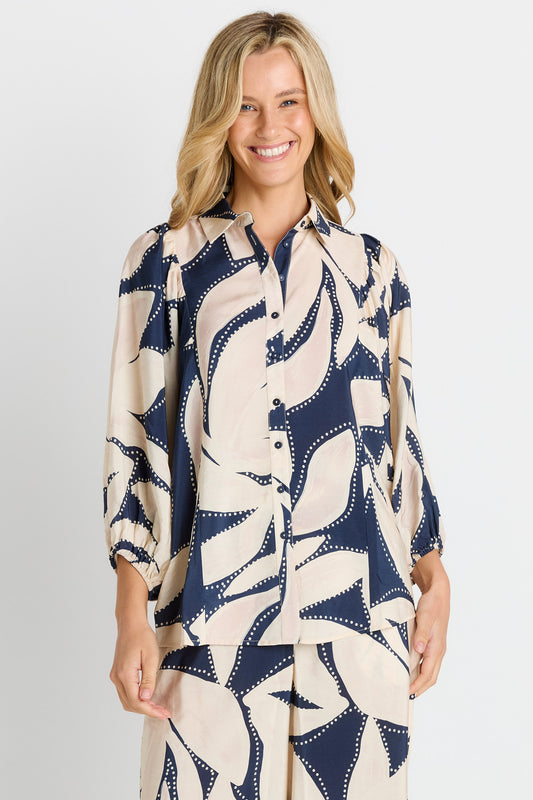Navy Floral Print Nova Shirt | Betty Basics