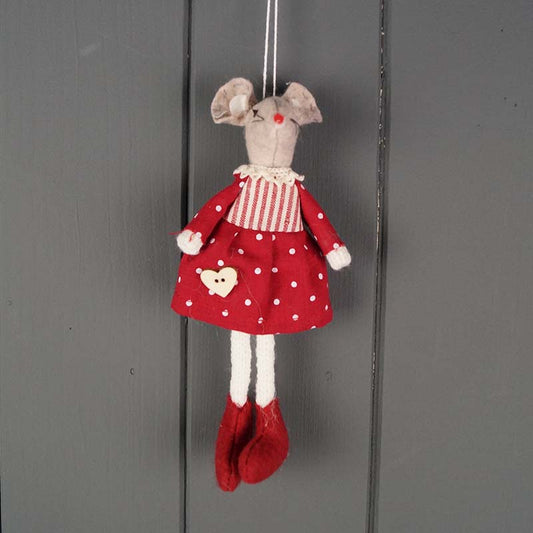 Hanging Fabric Mouse in Red Dress | Satchville