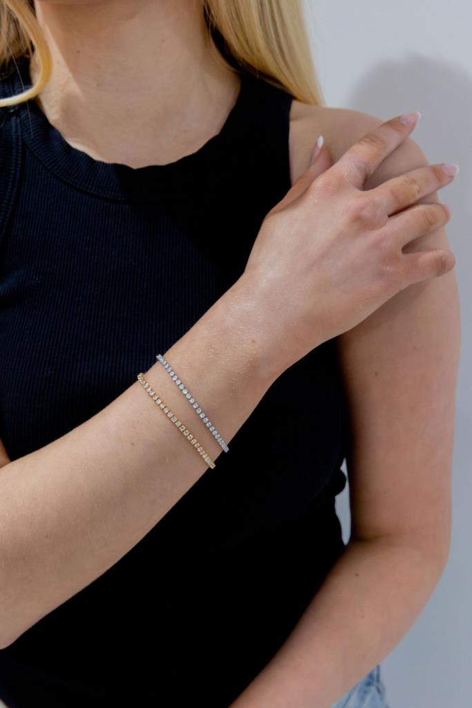Cubic Zirconia Bracelet in Gold and Clear | White Leaf
