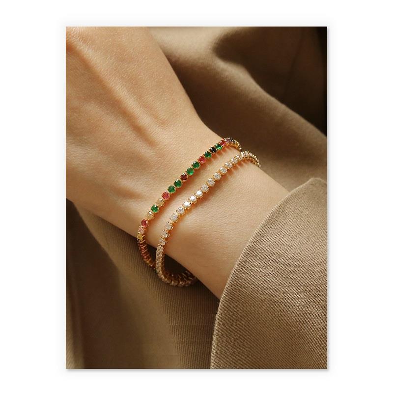 Cubic Zirconia Bracelet in Gold and Clear | White Leaf