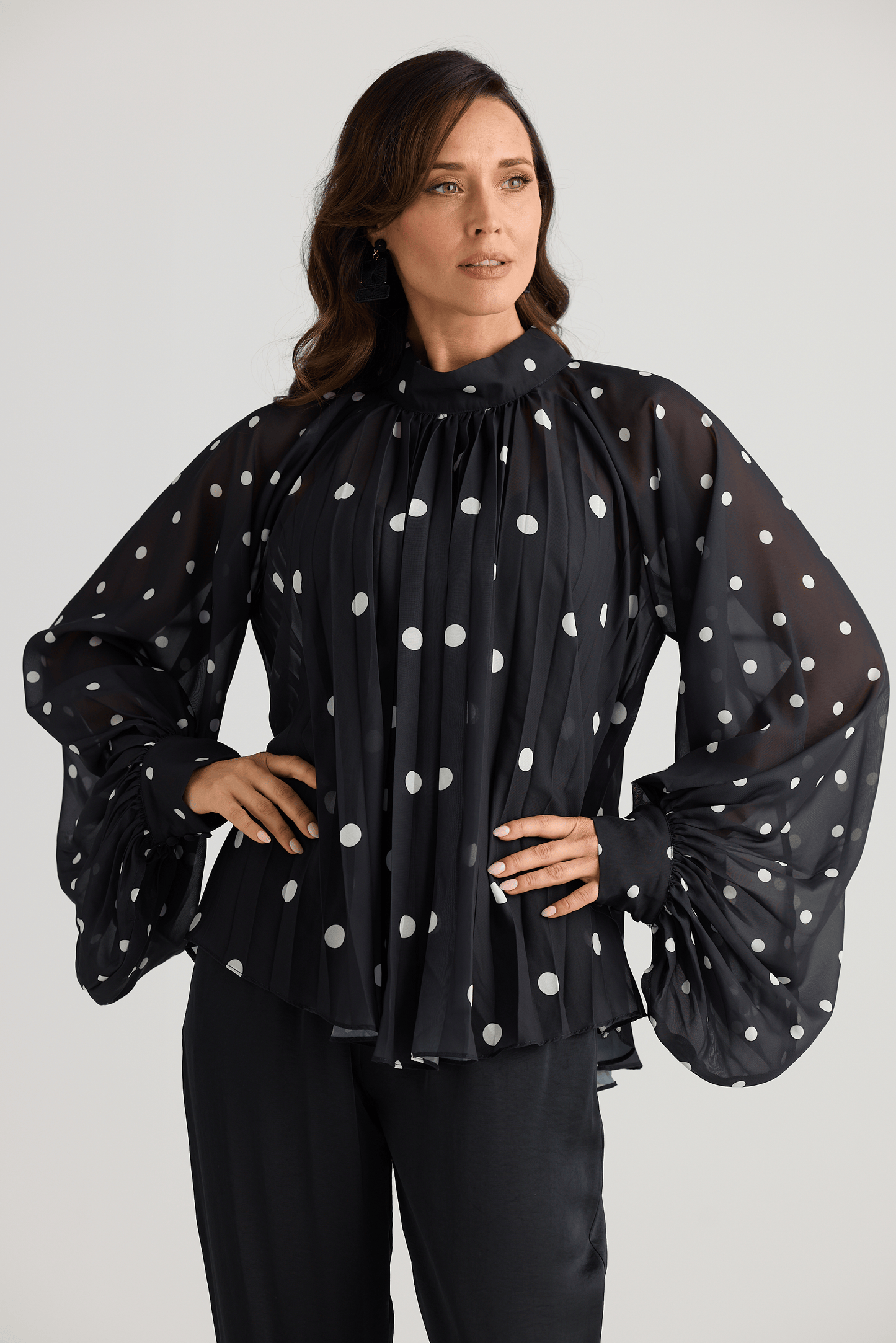 Black & White Spot Dorothy Blouse | Brave & True BT25323