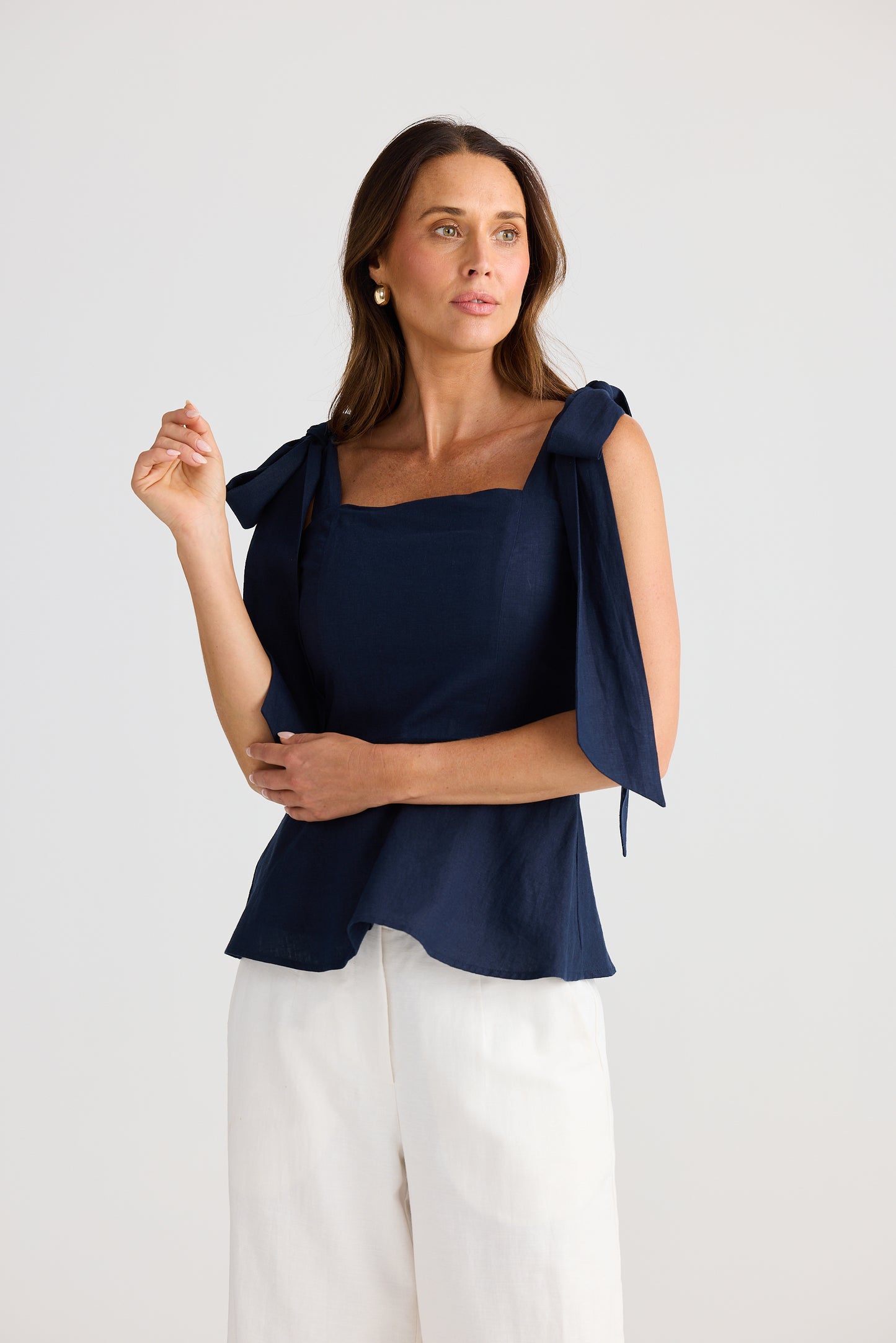 Navy Tie Shoulder Pippa Navy Top | Brave & True BT25372