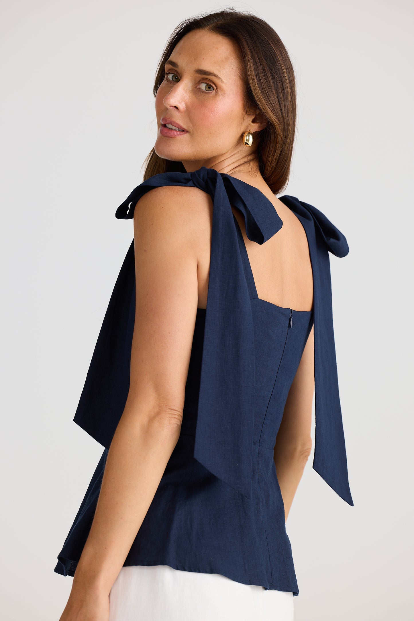 Navy Tie Shoulder Pippa Navy Top | Brave & True BT25372