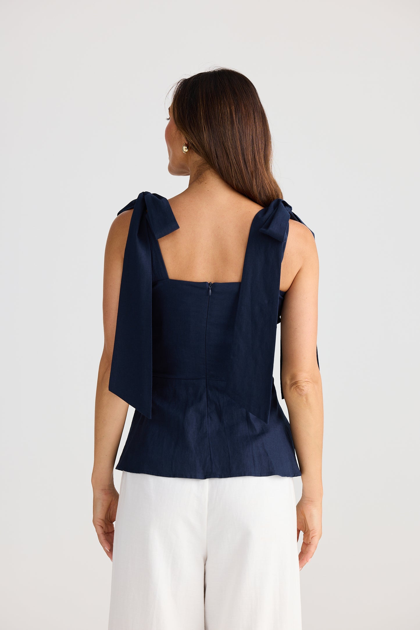 Navy Tie Shoulder Pippa Navy Top | Brave & True BT25372