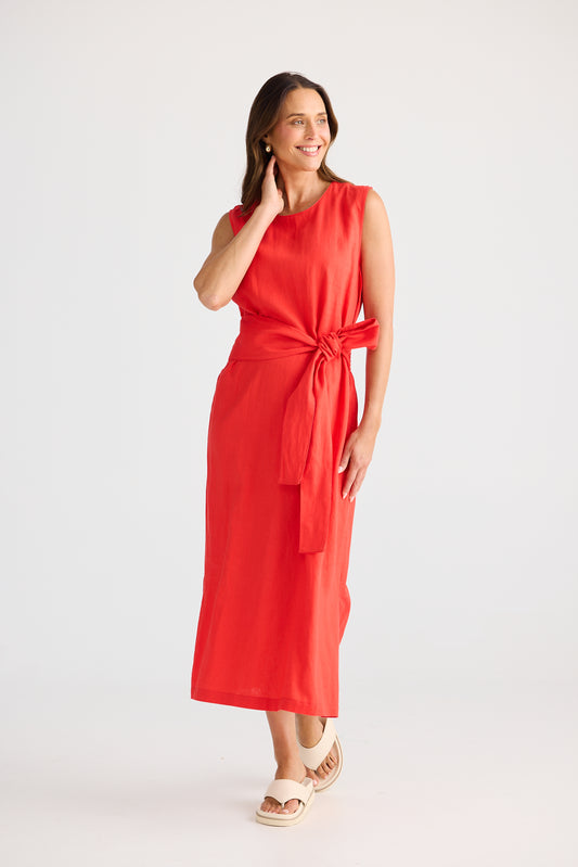 Red Shift Turning Point Dress with Tie Detail | Brave & True BT25374