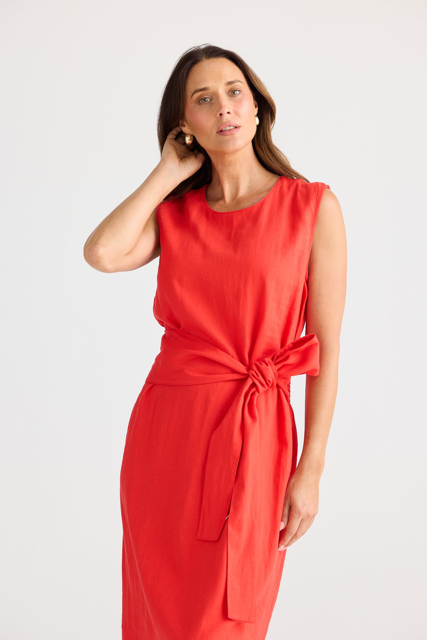 Red Shift Turning Point Dress with Tie Detail | Brave & True BT25374