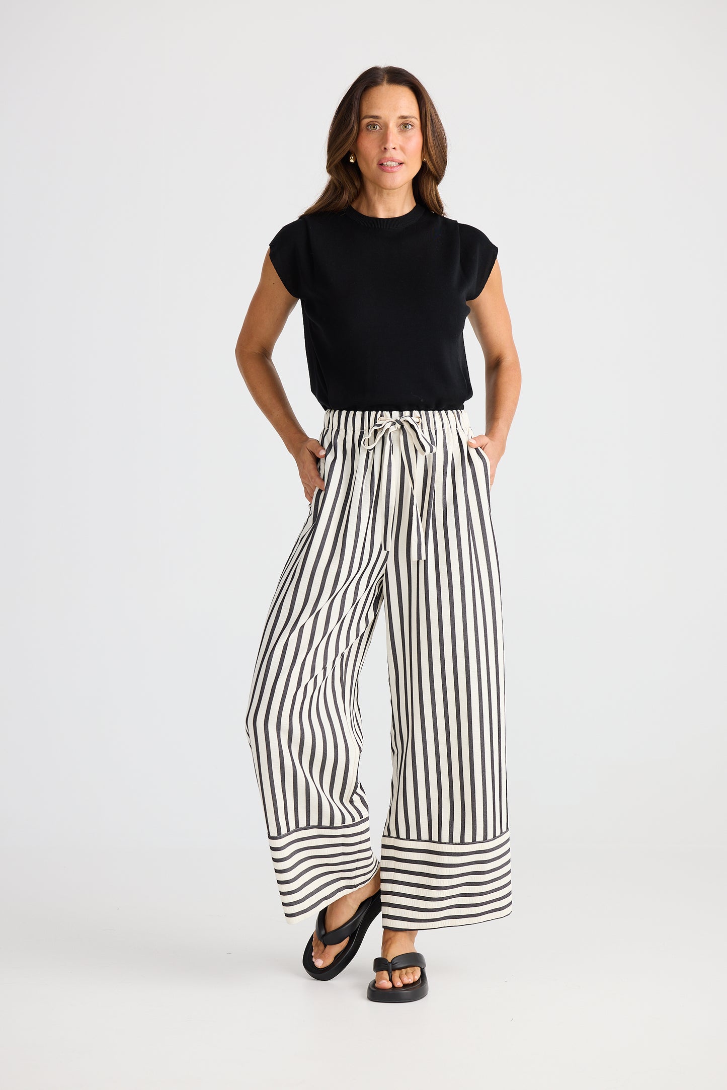 Black Stripe Portia Pants | Brave & True BT25437