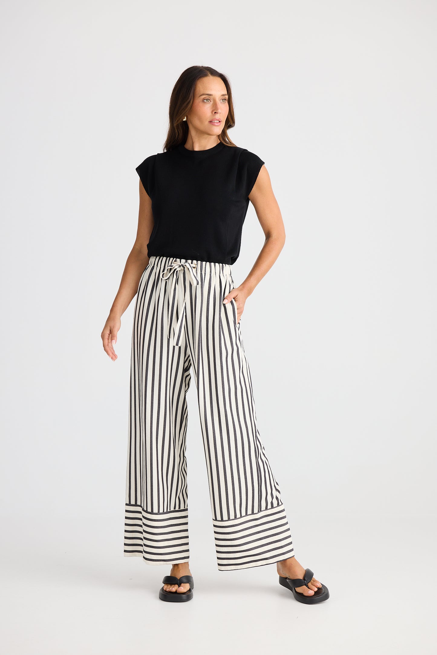 Black Stripe Portia Pants | Brave & True BT25437