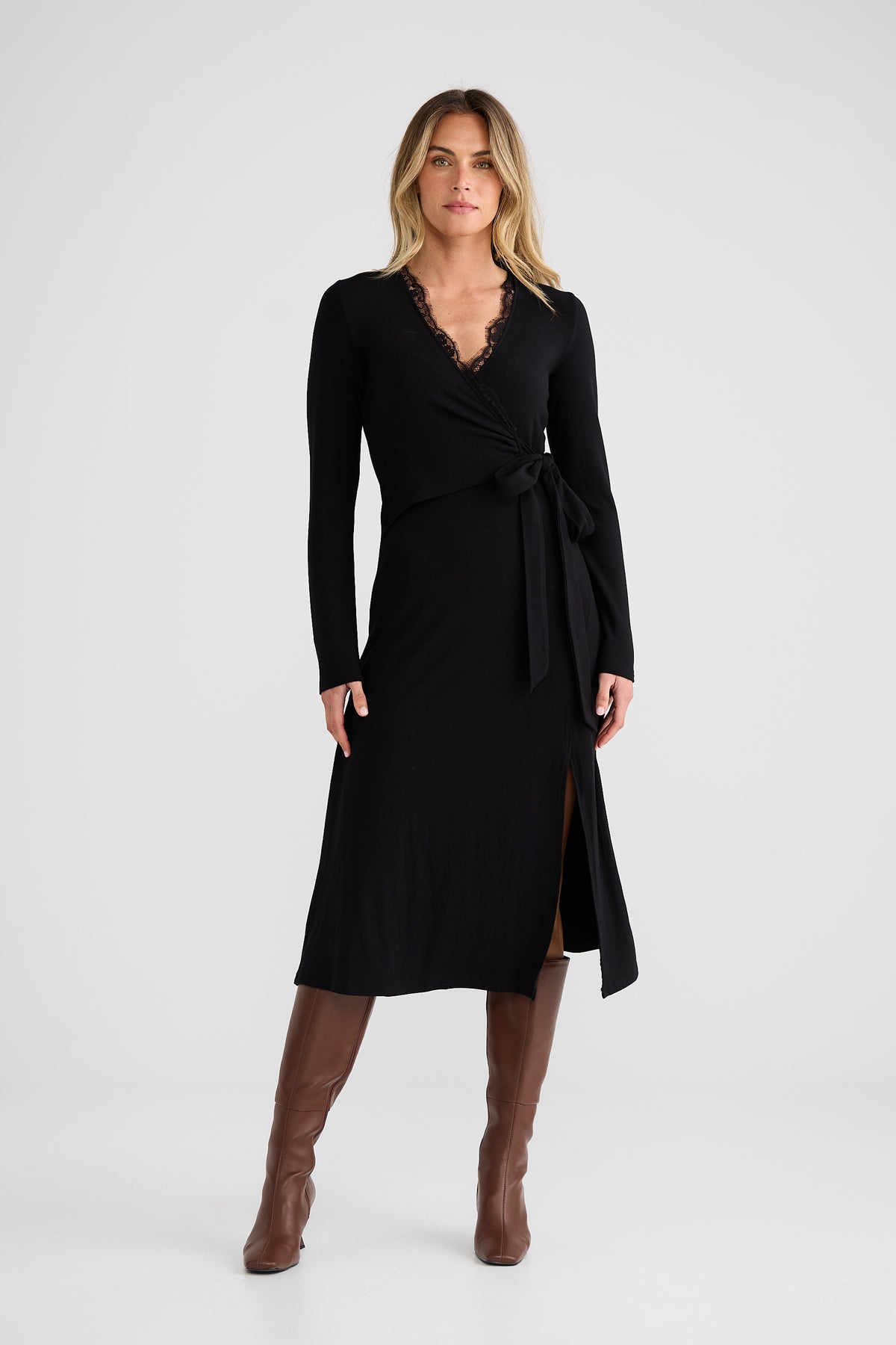 Black Brigitte Wrap Dress | Brave & True BT26063