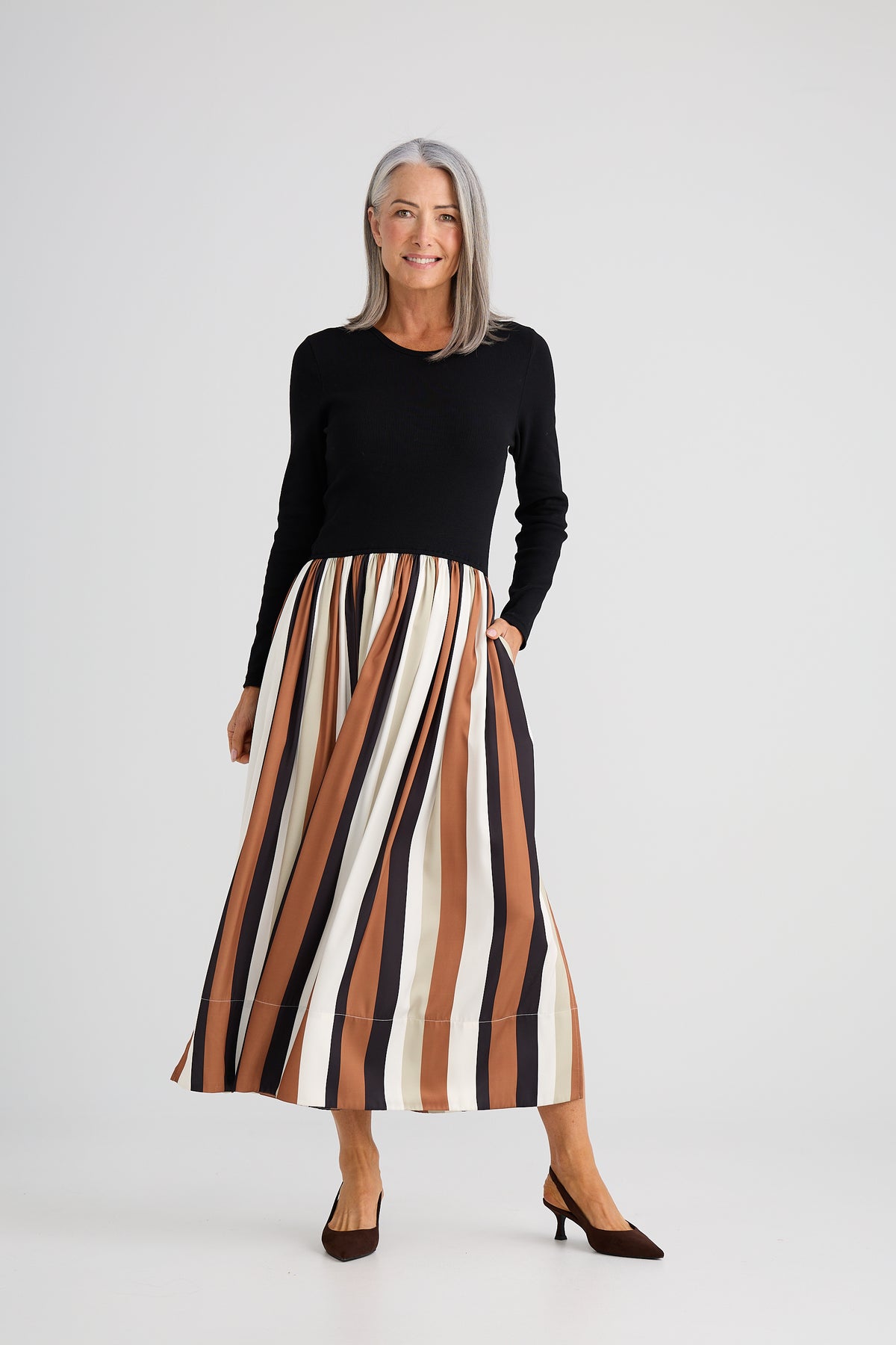 Oakley Stripe Daphne Long Sleeve Dress | Brave & True BT26224
