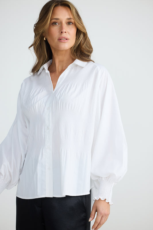 White Long Sleeve Birdie Shirt | Brave & True