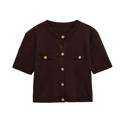 Boxy T.Shirt Cardigan in Chocolate | Last True Angel