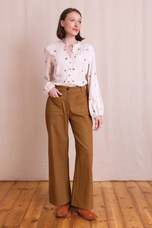 Ochre Cotton Drill Wide Leg Trousers | Nomads CD11300CH