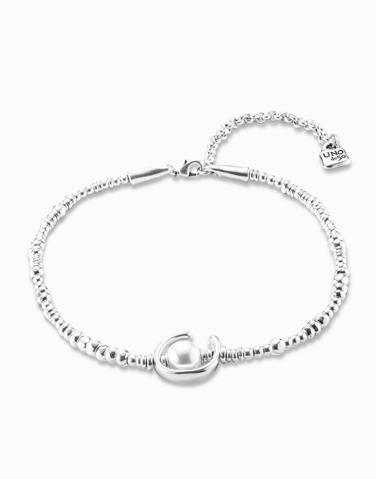 UNOde50 Short Pearl Necklace – Silver | COL0970