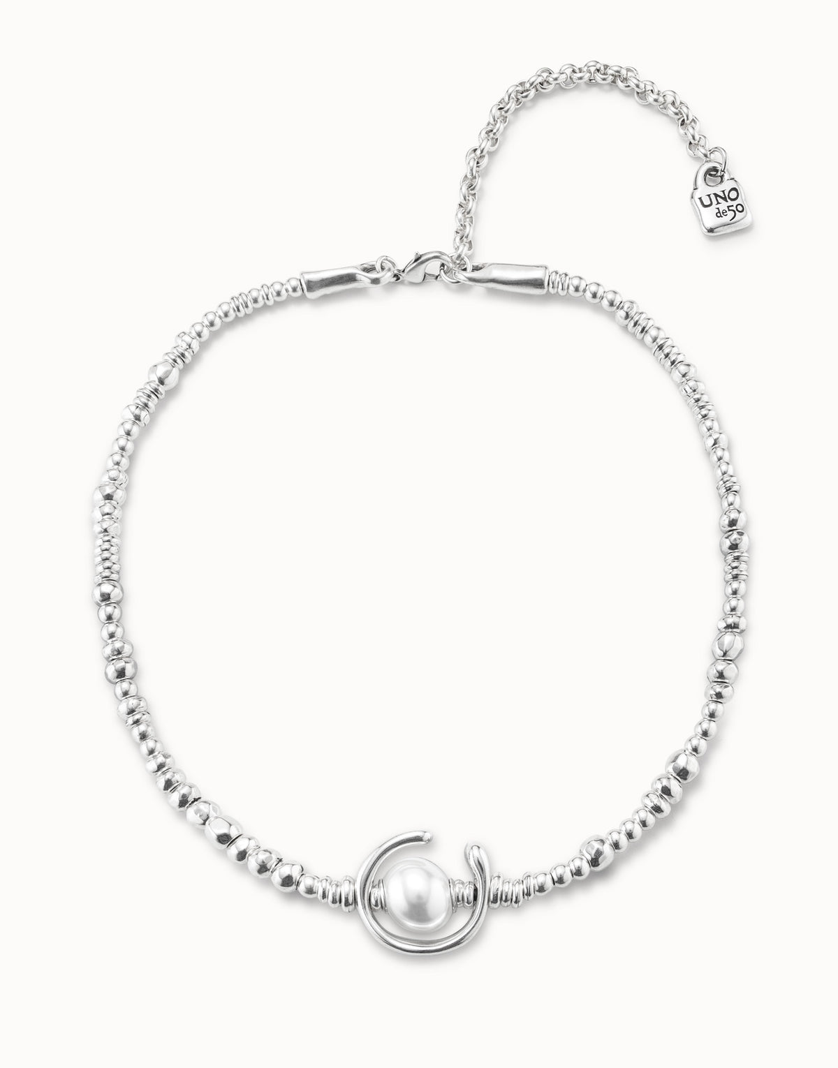 UNOde50 Short Pearl Necklace – Silver | COL0970