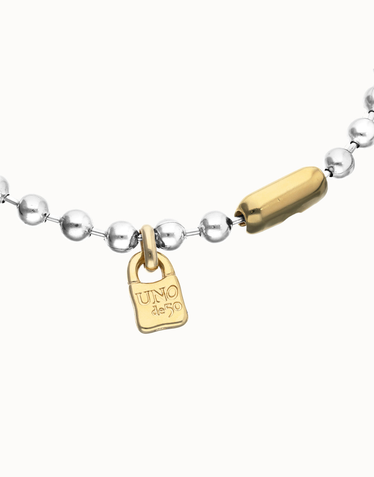 UNOde50 Copito Bead Necklace – Silver & Gold | COL1390