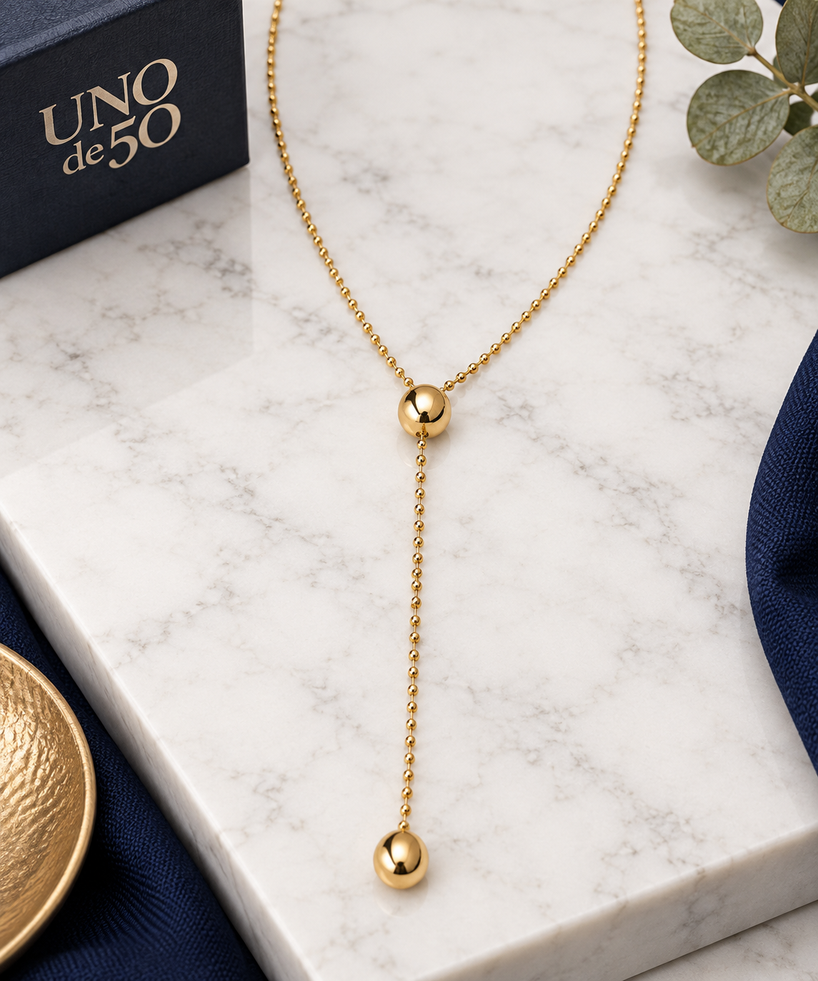 UNOde50 Gold Long Adjustable Y-Shaped Necklace – COL1416