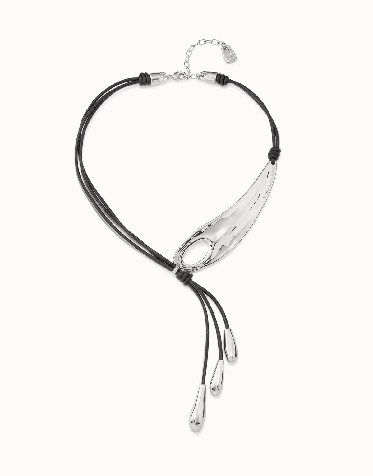 UNOde50 Leather Necklace with Silver Drops – COL1751