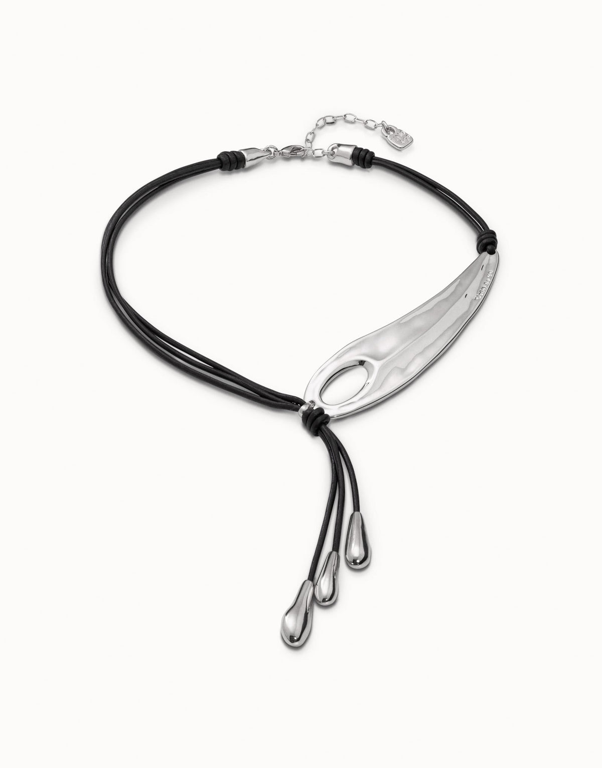 UNOde50 Leather Necklace with Silver Drops – COL1751