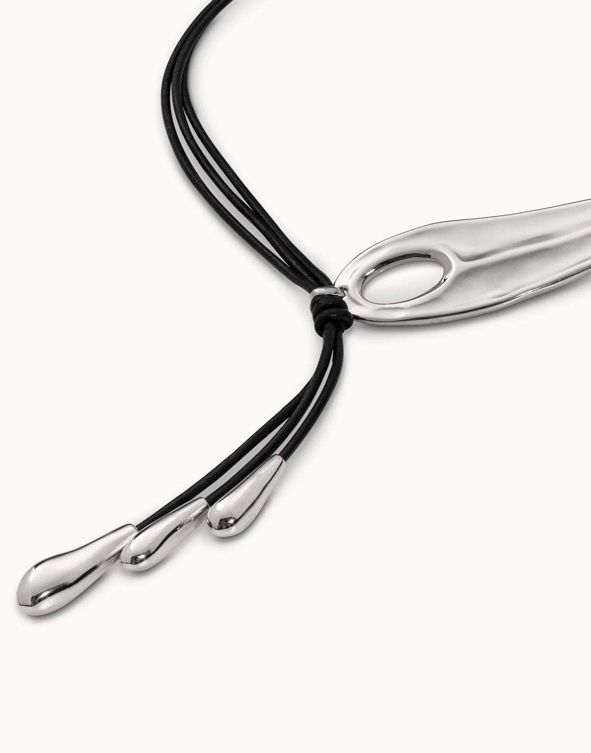 UNOde50 Leather Necklace with Silver Drops – COL1751