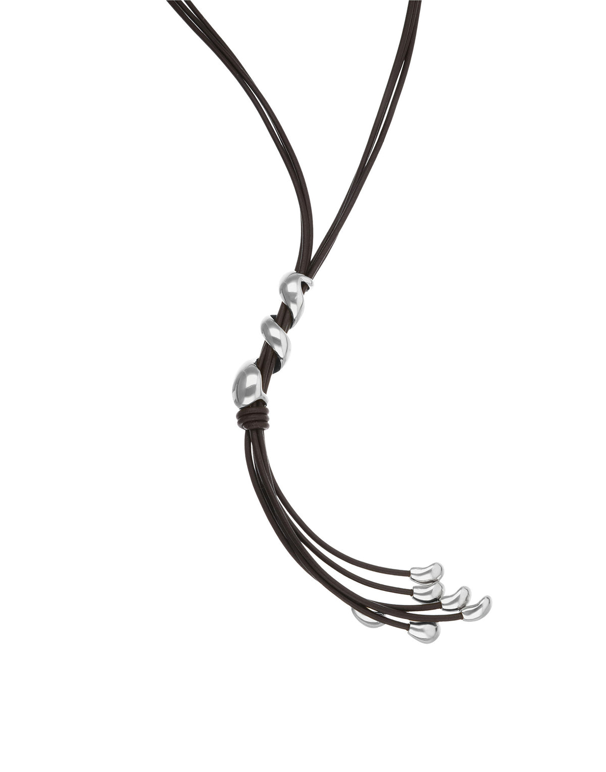 UNOde50 Radix Long Leather Necklace – Silver | COL2099