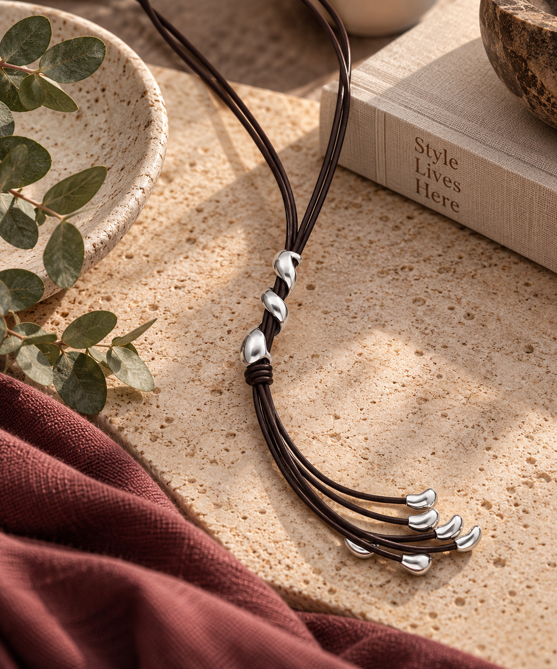 UNOde50 Radix Long Leather Necklace – Silver | COL2099