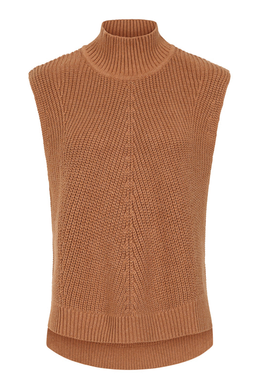 Caramel High Neck Pop Over Vest | Foil FO8045