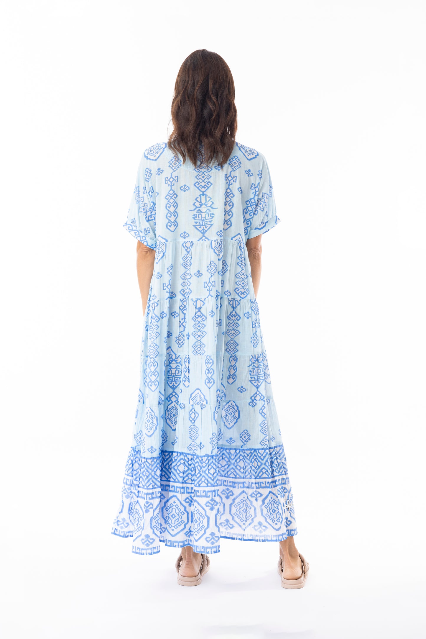 Carla V Neck Midi Blue Dress | Escape 40139