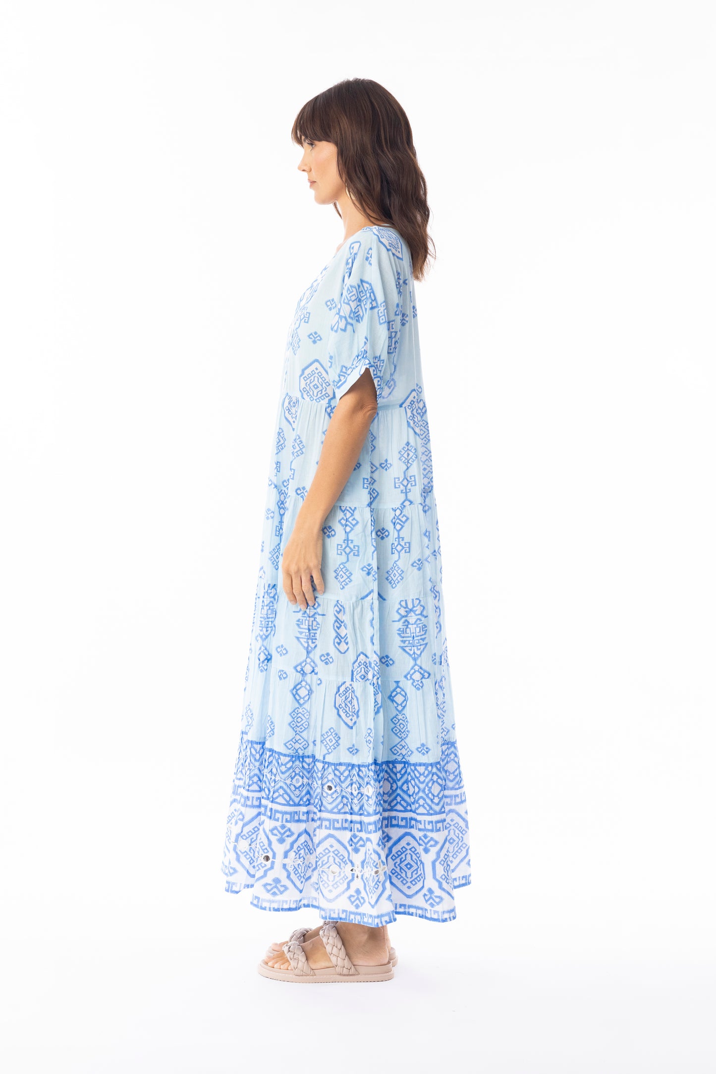 Carla V Neck Midi Blue Dress | Escape 40139