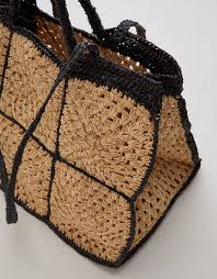 Carrey Raffia Tote Bag - Black | Zanatany Concepts