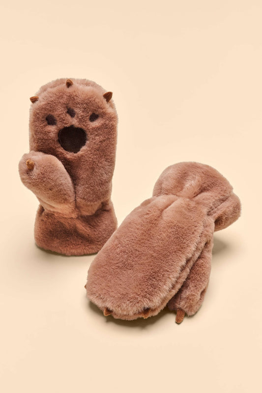 Children's Bear Claw Brown Mittens | Powder