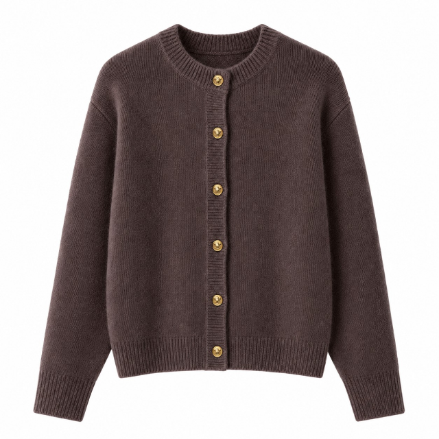 Crest Button Cardigan – Chocolate Brown | Last True Angel