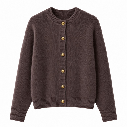 Crest Button Cardigan – Chocolate Brown | Last True Angel
