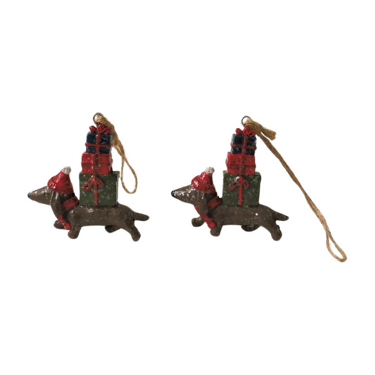 Resin Dog with Presents Tree Decoration | Giftware Trading