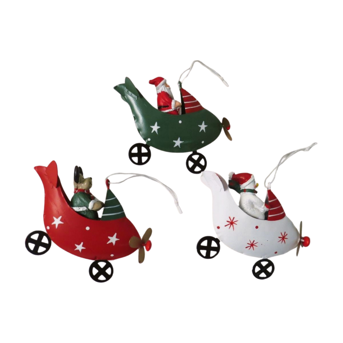 Metal Aeroplane Tree Decorations in 3 Colours | Giftware Trading UK