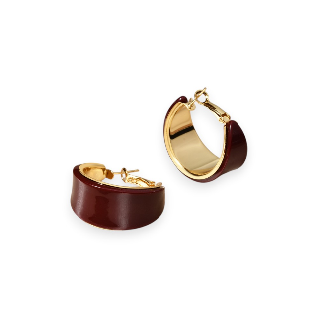 Burgundy & Gold Chunky Resin Hoop Earrings | Last True Angel