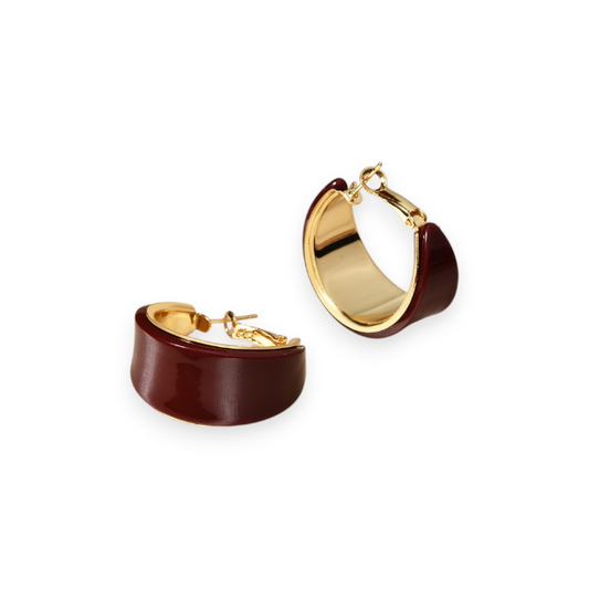 Burgundy & Gold Chunky Resin Hoop Earrings | Last True Angel
