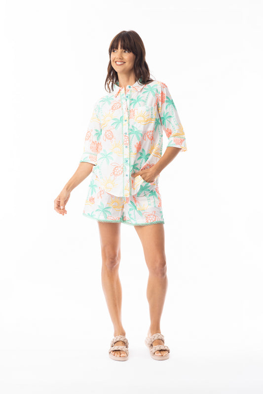 Coral Print Shorts | Escape 8638