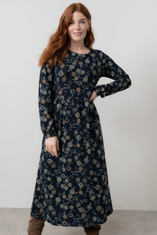 Damson Dress Navy Budling Knit Dress | Lily & Me LM25593