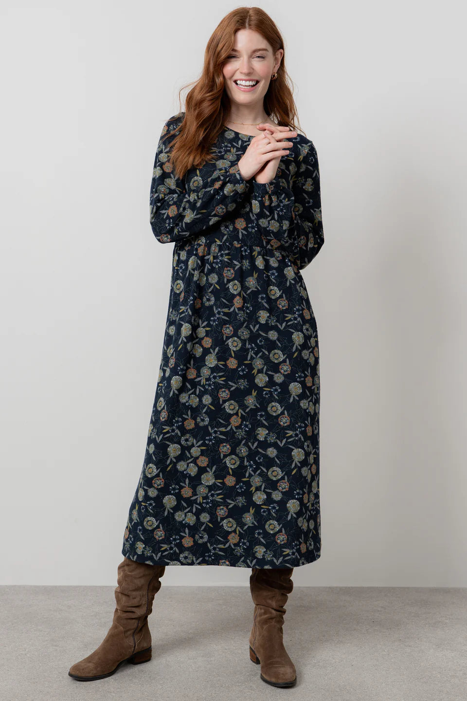 Damson Dress Navy Budling Knit Dress | Lily & Me LM25593
