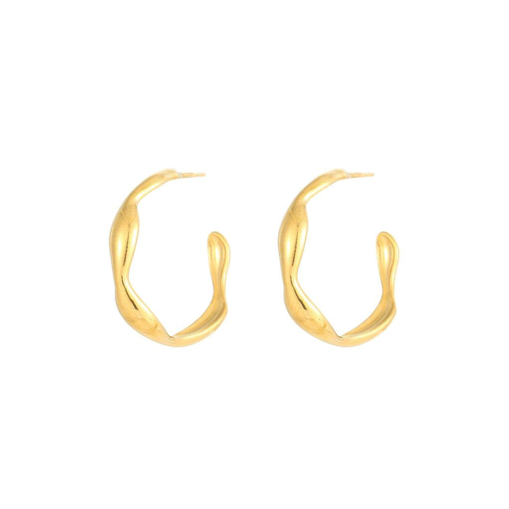 Molten Hoop 18Kt Gold Plated Earrings | White Leaf
