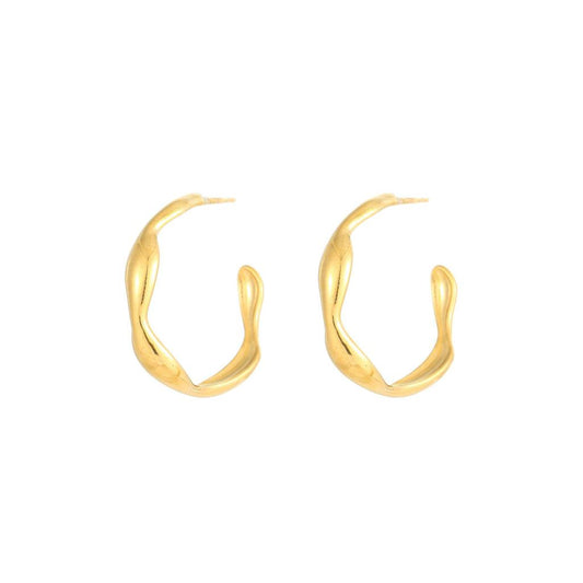 Molten Hoop 18Kt Gold Plated Earrings | White Leaf