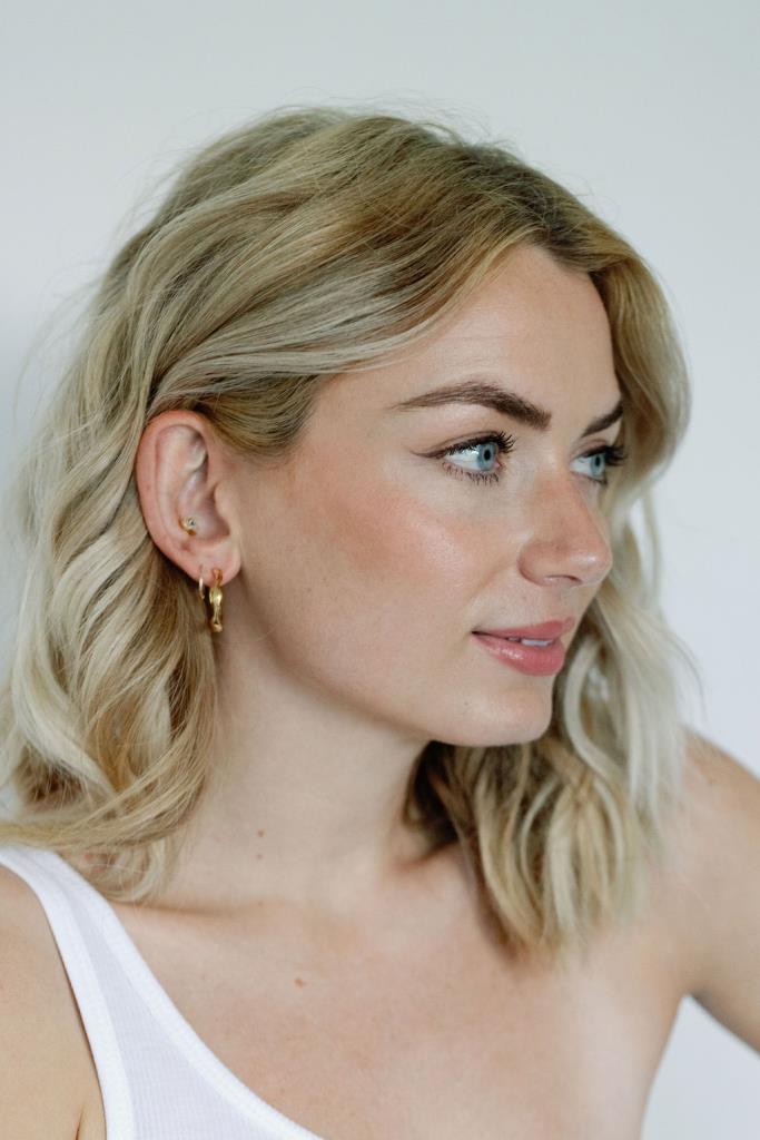 Molten Hoop 18Kt Gold Plated Earrings | White Leaf