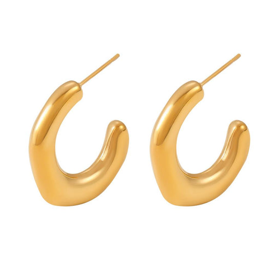 Misshape Flat C-shaped Curve Earring in 18kt Gold Plate