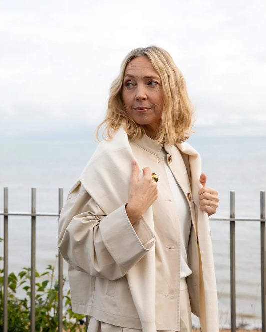 Eddie Cropped Trench Jacket | Cotton | Chalk