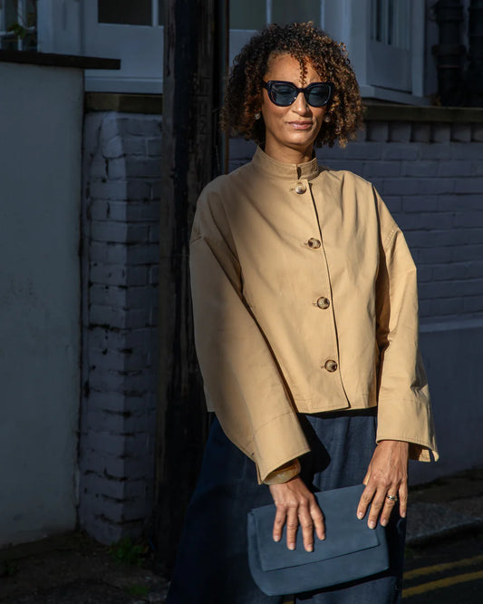 Eddie Cropped Trench Jacket | Tan | Chalk