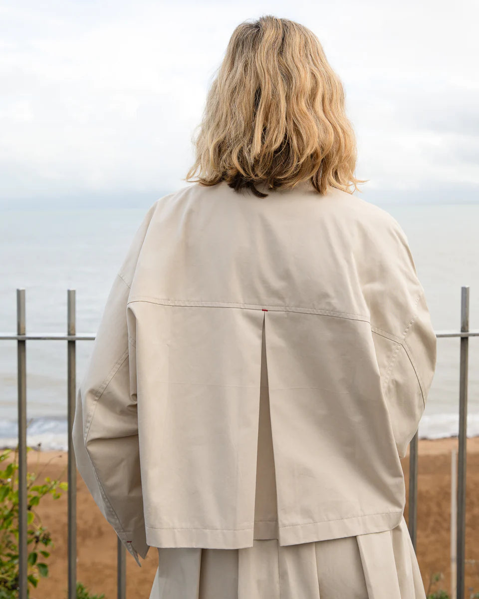 Eddie Cropped Trench Jacket | Cotton | Chalk