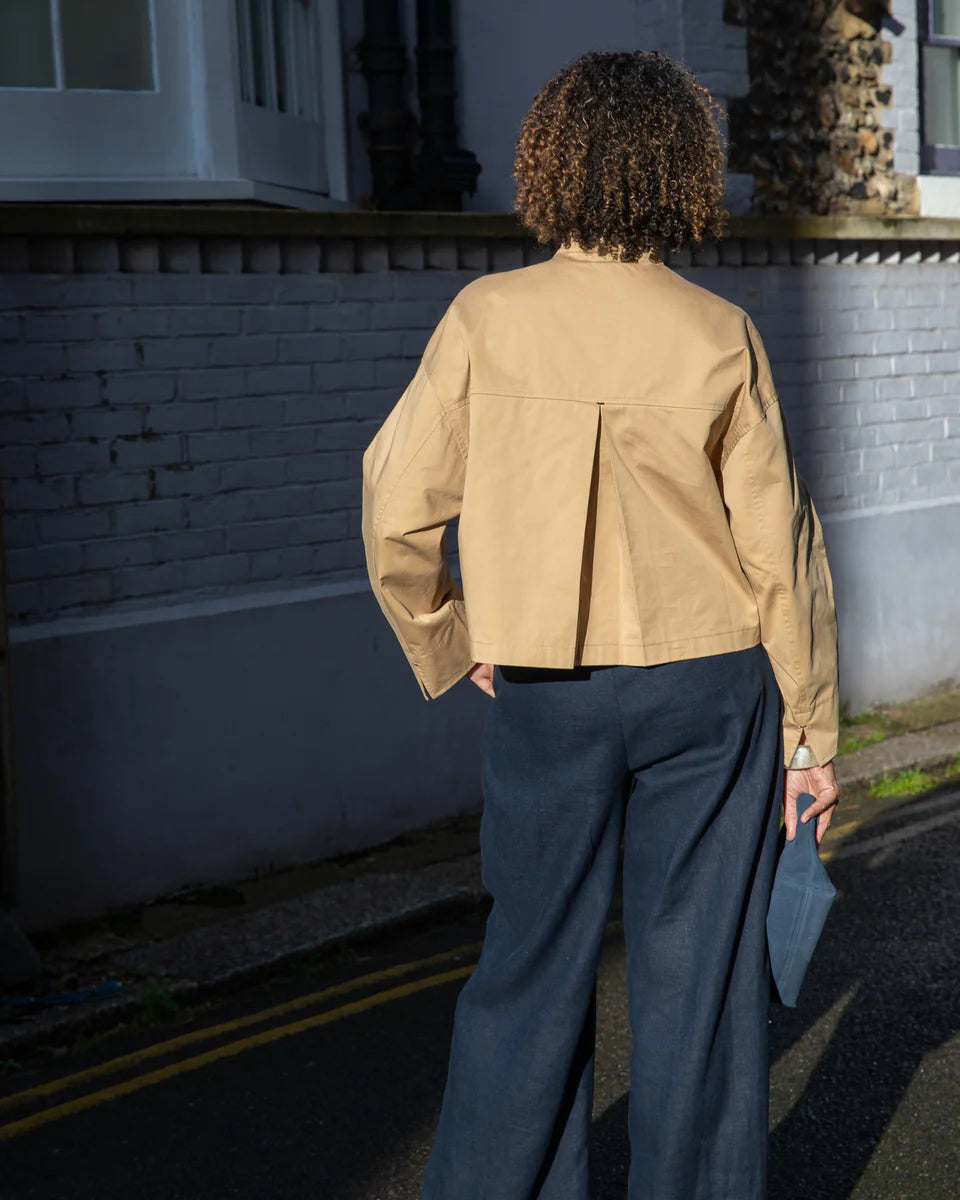 Eddie Cropped Trench Jacket | Tan | Chalk