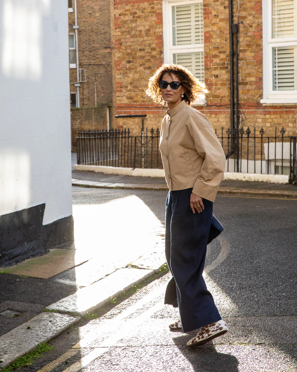 Eddie Cropped Trench Jacket | Tan | Chalk